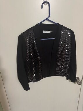 Calvin Klein Black Knit Open Cardigan